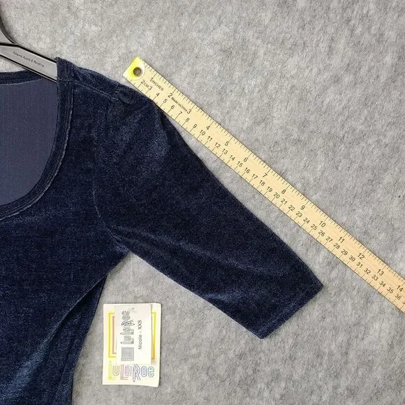 Brand NEW LuLaRoe Nicole XXS Dress‎ Dark Blue Velvet - Picture 9 of 9